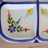 Flat with 4 compartments in earthenware floral decoration