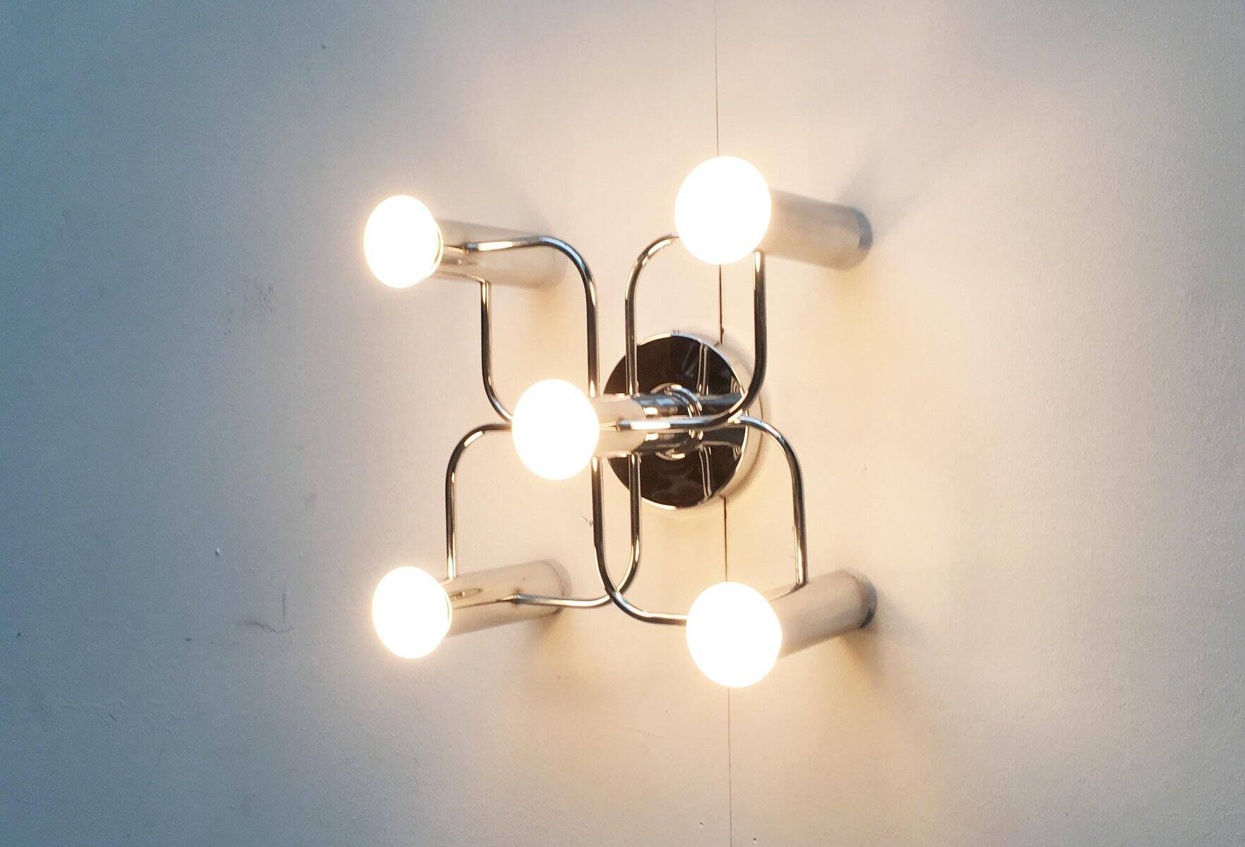 Vintage German Space Age ceiling lamp by Gaetano Sciolari for Leola, 1970s.