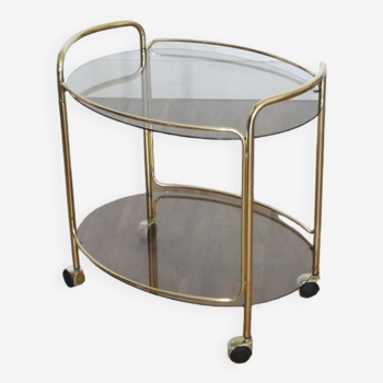 Brass and glass rolling trolley 1970