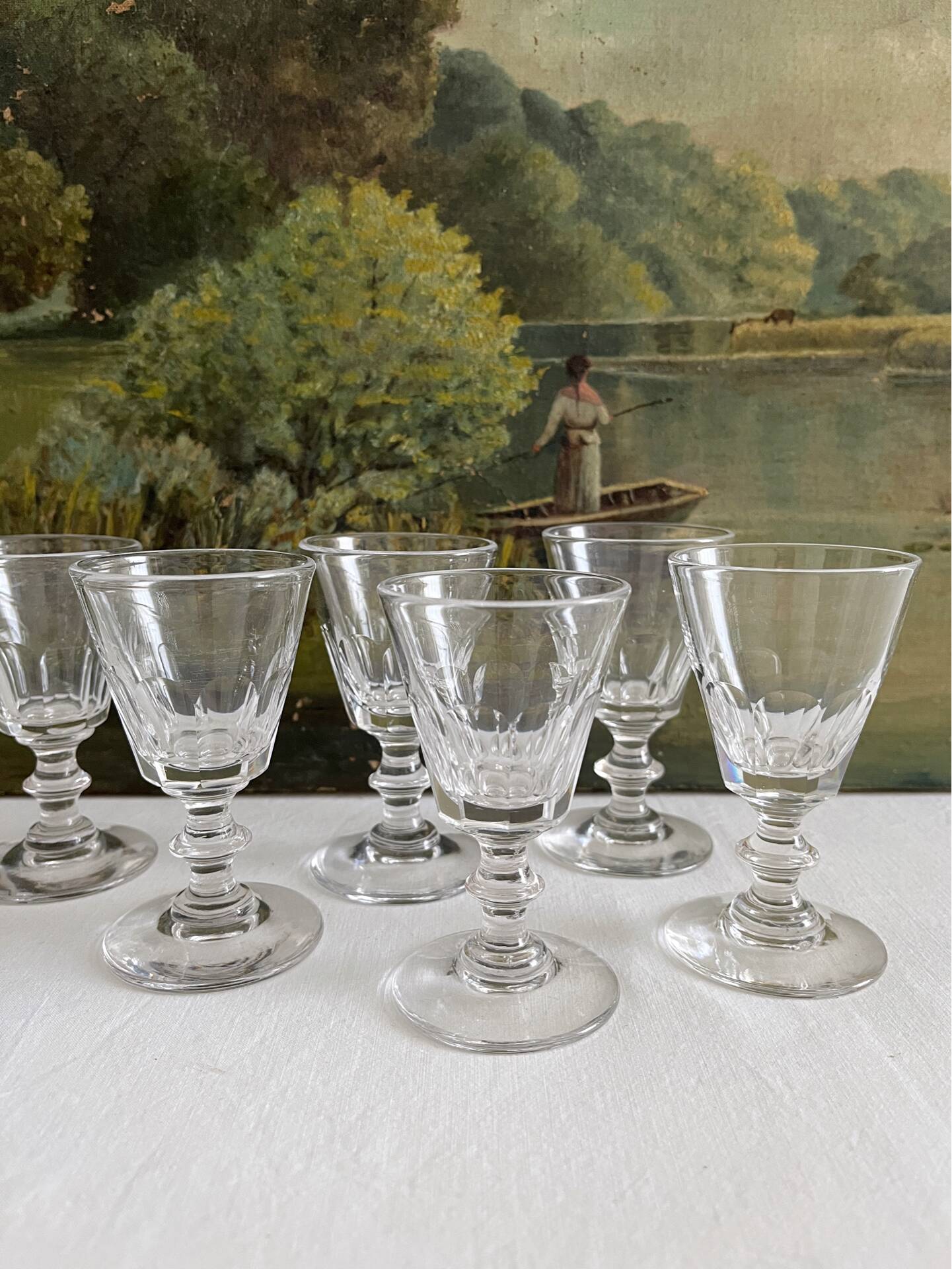 6 antique aperitif wine glasses in crystal "Caton" Saint Louis