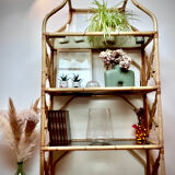 Rattan and glass shelf