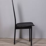 SET OF 4 VINTAGE 1970S WOOD AND LEATHER CHAIRS DESIGN P COSTANTINO FOR ELLO