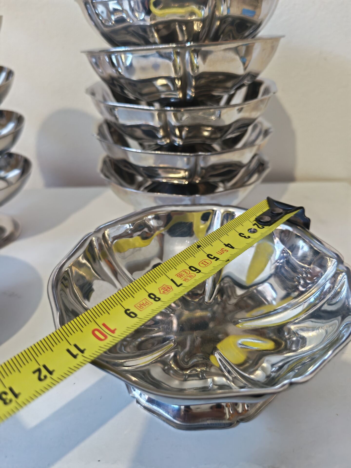 18 low sorbet cups in stainless steel chrome