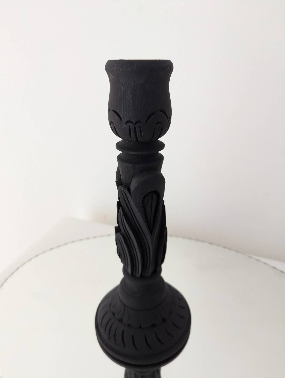 Black wood and brass candle holder