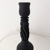 Bougeoir en bois noir et laiton