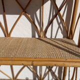 Vintage wall shelf in rattan and caning — 70s bohemian spirit