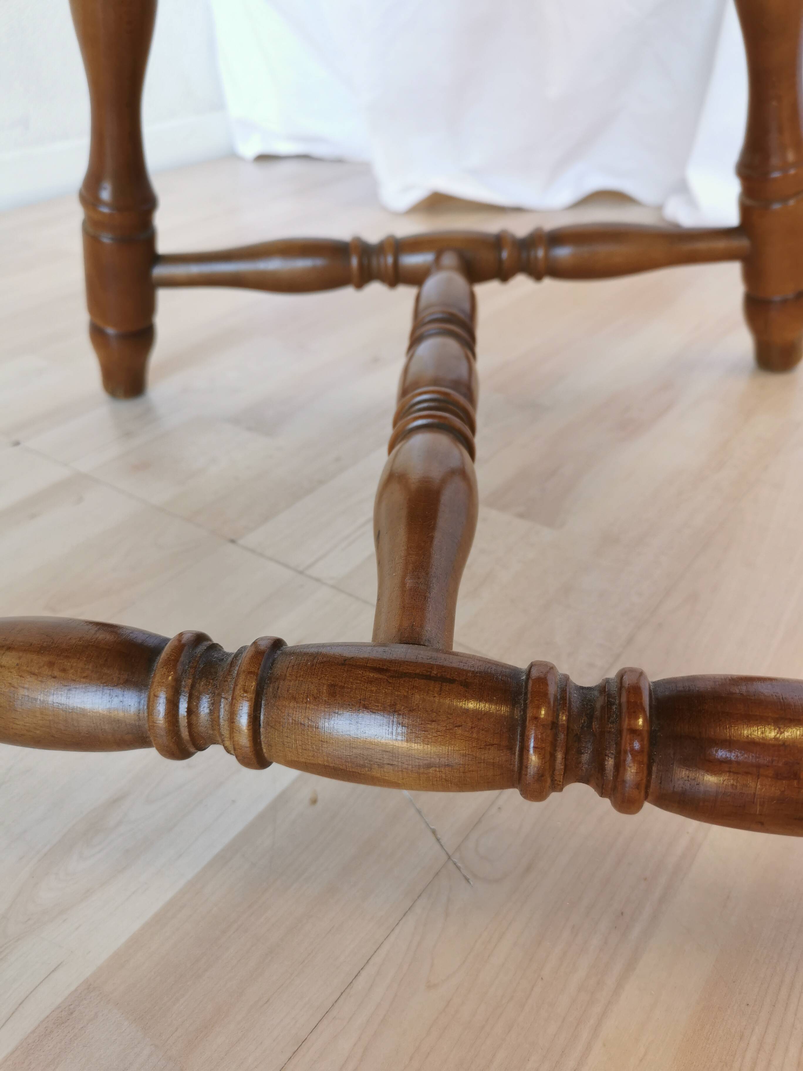 Vintage Beech Wood Windsor Dining Chair - 1970s Captains Armchair