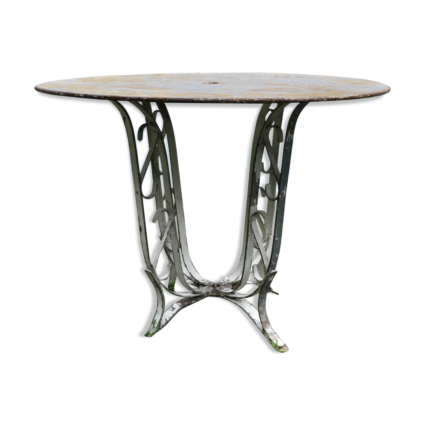 Sheet metal and iron garden table