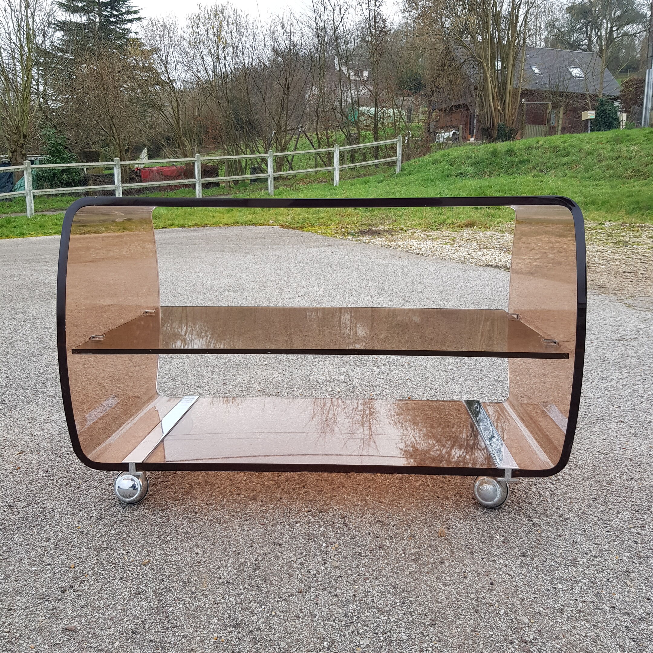 Table TV Desserte en atluglass Michel Dumas