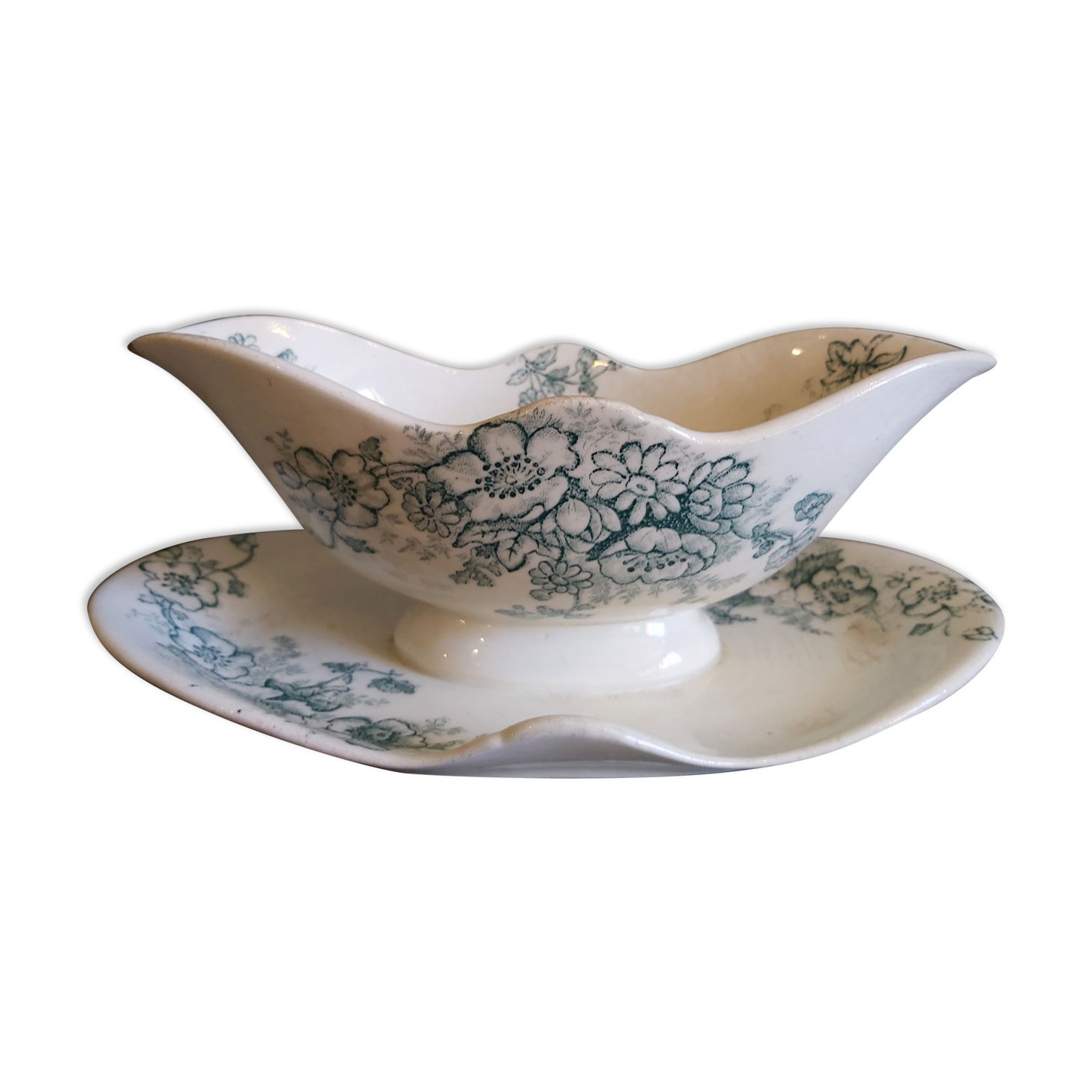 French vintage sauce boat, Anémone, from L. Bertrand, Bordeaux