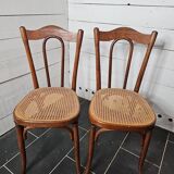 chaises de bistrot cannées en chêne x 2