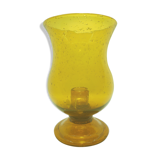 Yellow glass candlestick with bubble details