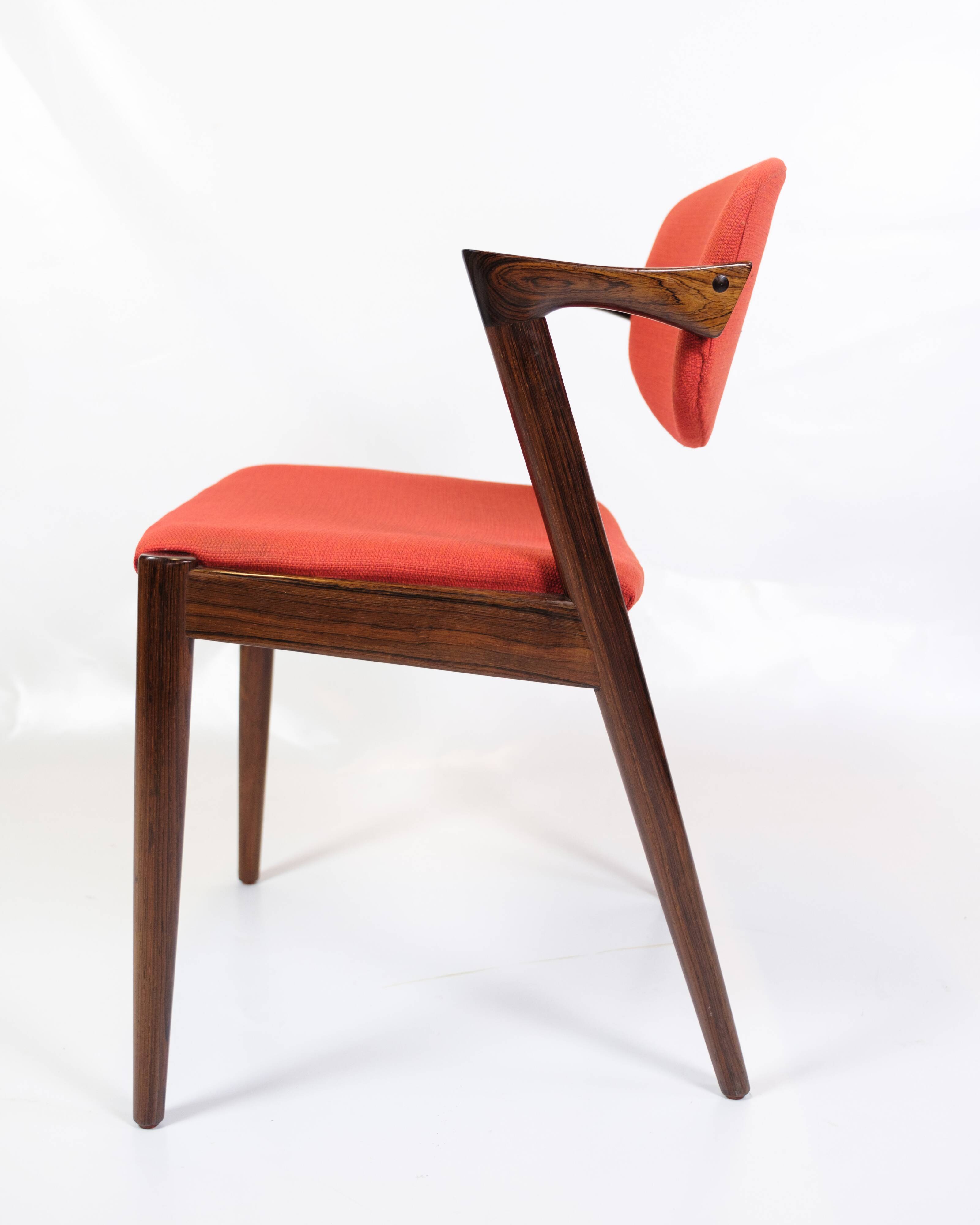 Set Of 6 Dining Chairs Model 42 Made In Rosewood By Kai Kristiansen From 1960s