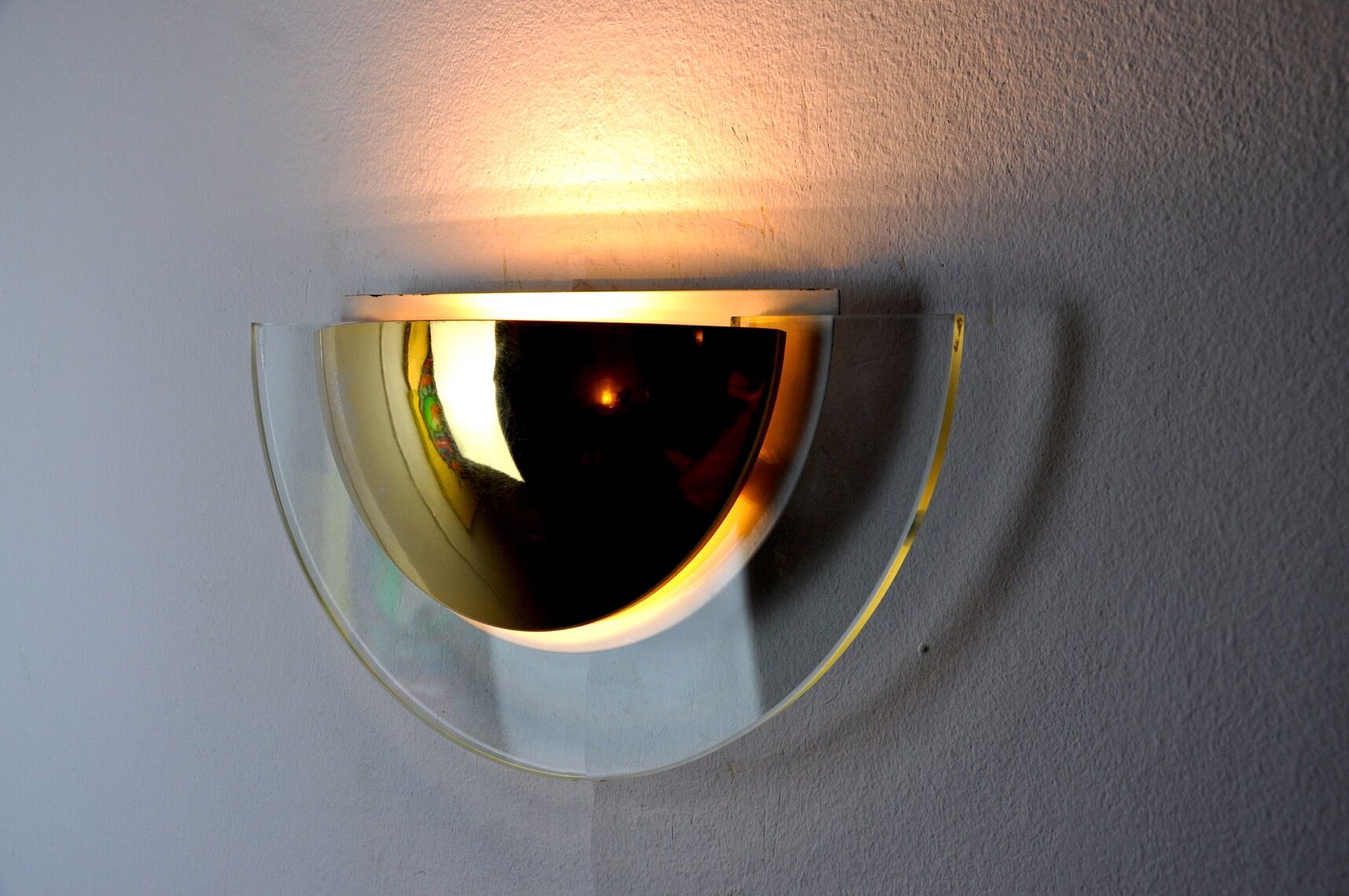 Pair of Regency wall lamps, half-moon, Italy, 1980