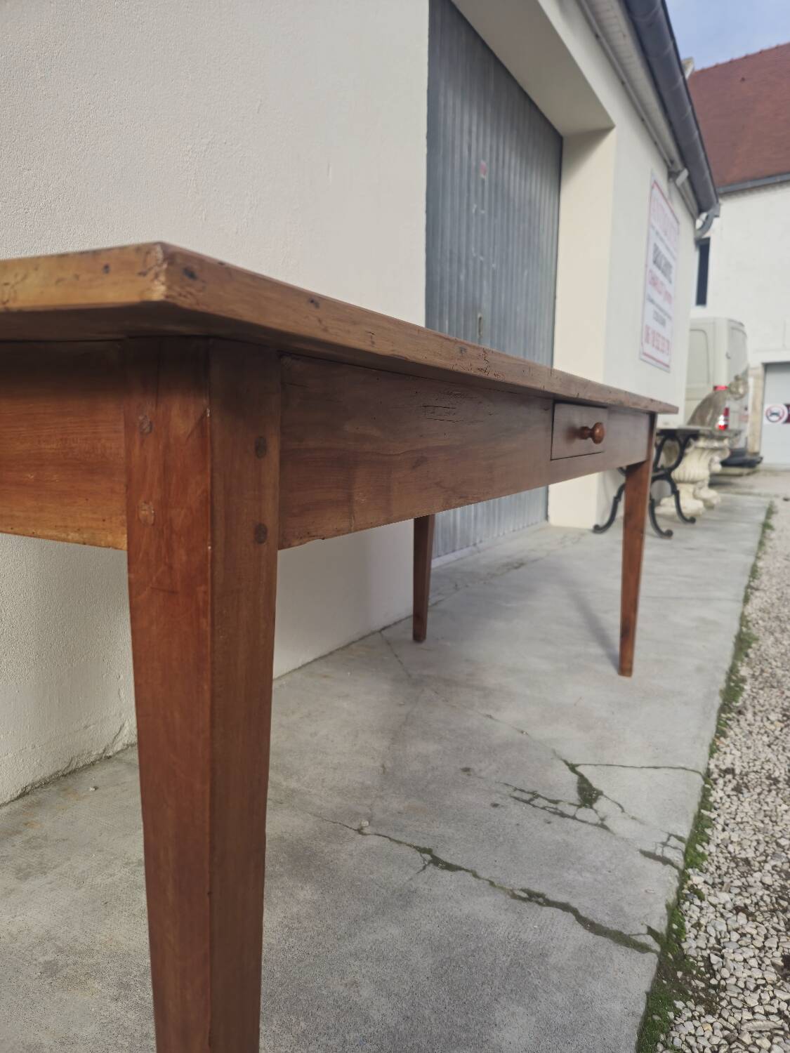 Rustic farmhouse table in solid cherry wood 19th century - 1m91.5