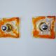Paire d'appliques carrées par Murano Mazzega en verre givré orange, Italie, 1970