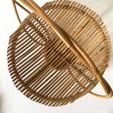 Rattan fruit basket with handle, 1970s