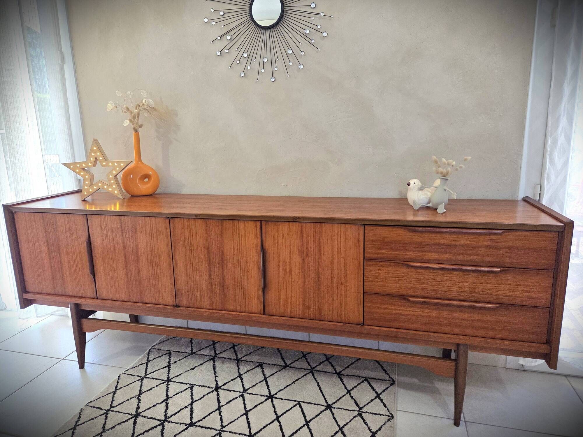 Low teak sideboard Scandinavian design