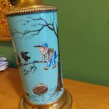 Lampe a petrole en ceramique emaillee