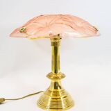 Lampe de table Dégué | Art Déco | Base en laiton lourd | millésime des années 1930