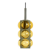 1960s Space Age pendant lamp by Temde made of glass and nickel-plated metal