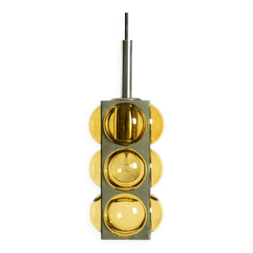 Suspension des années 1960 de l'ère spatiale par Temde en verre et métal nickelé.