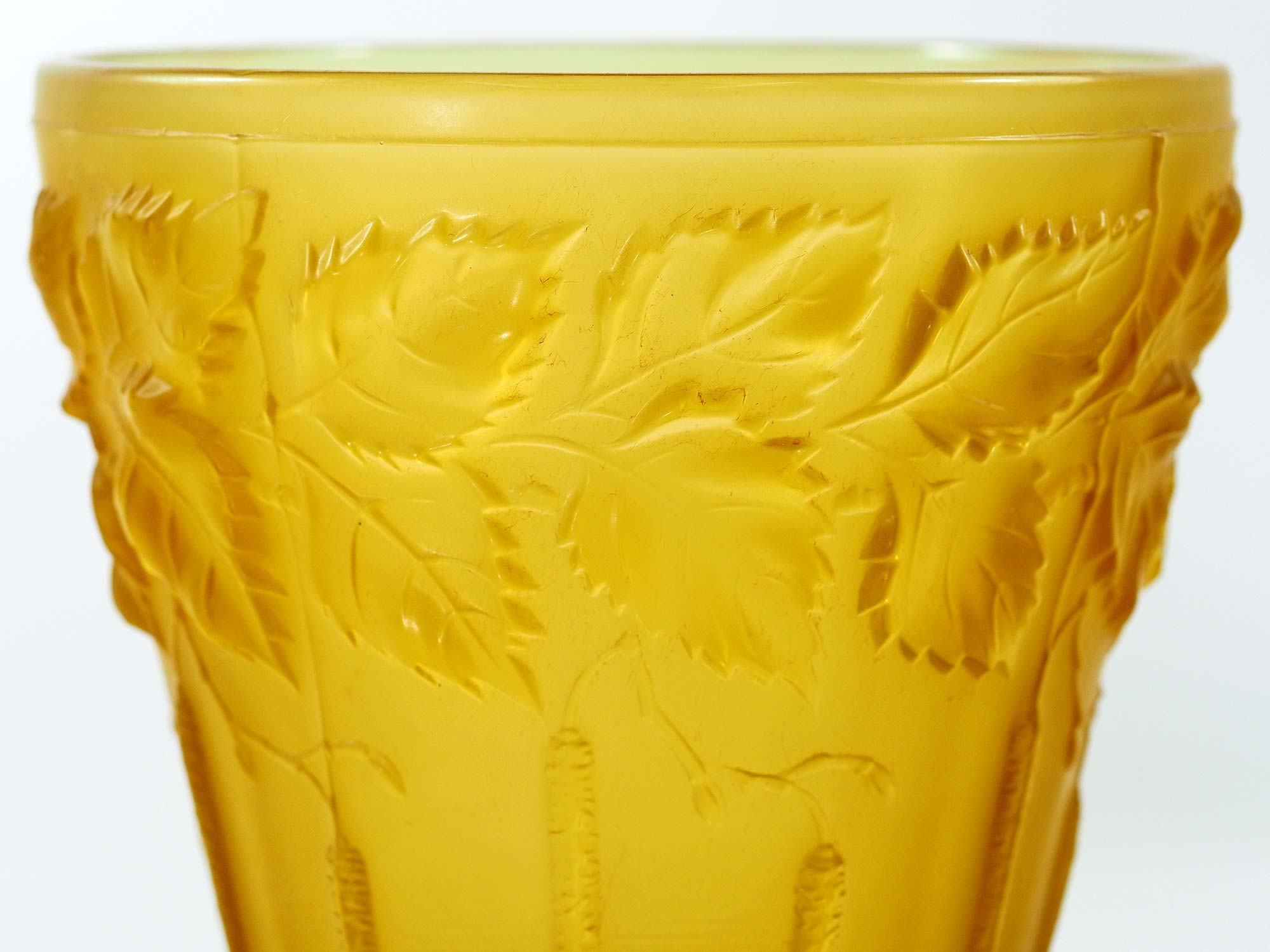 Art nouveau planter in amber glass by josef inwald barolac, 1930s