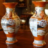 Pair of porcelain vases from Satsuma, Japan, XIXth, H37cm
