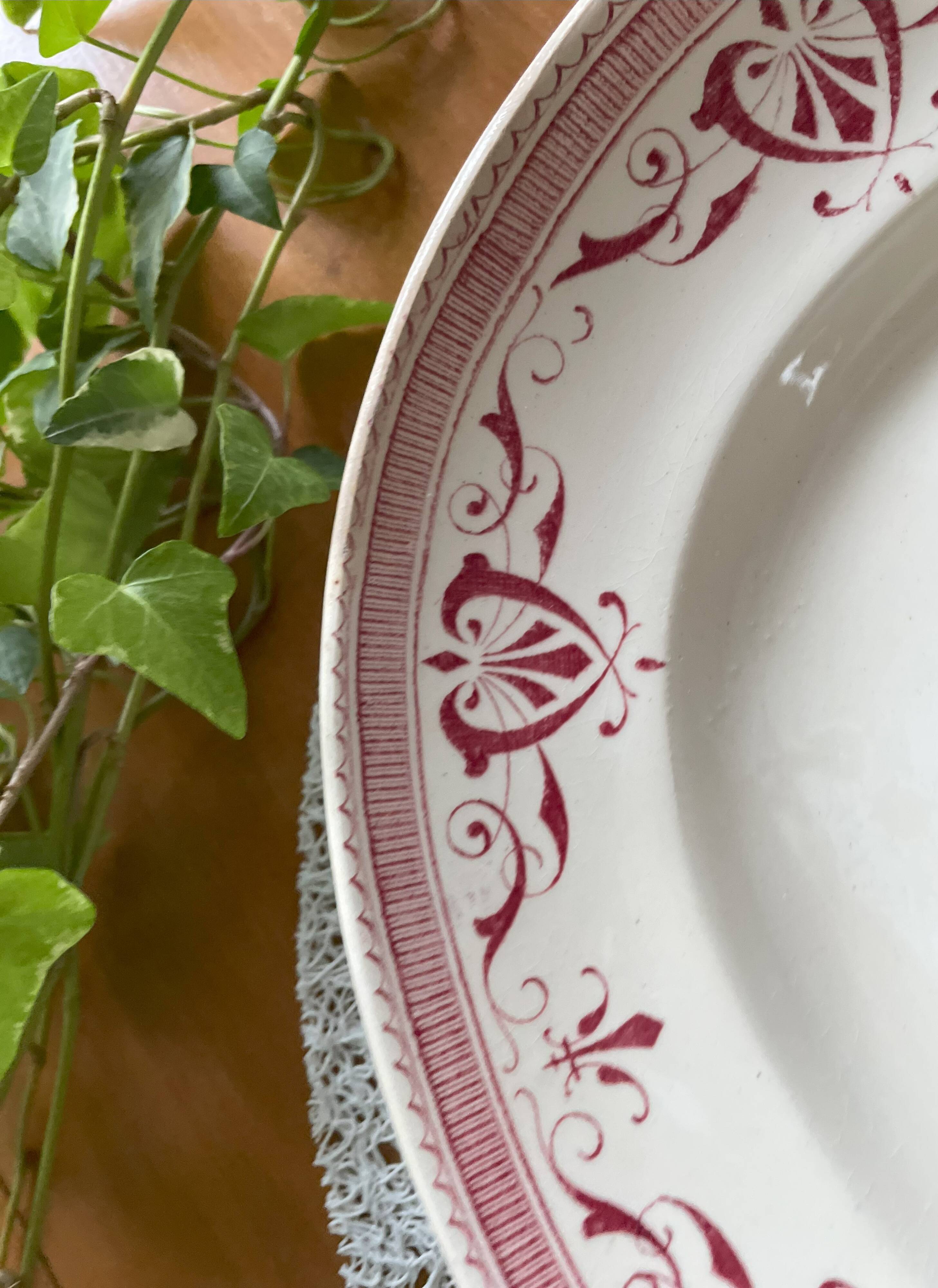 Old earthenware serving dish from Creil & Montereau