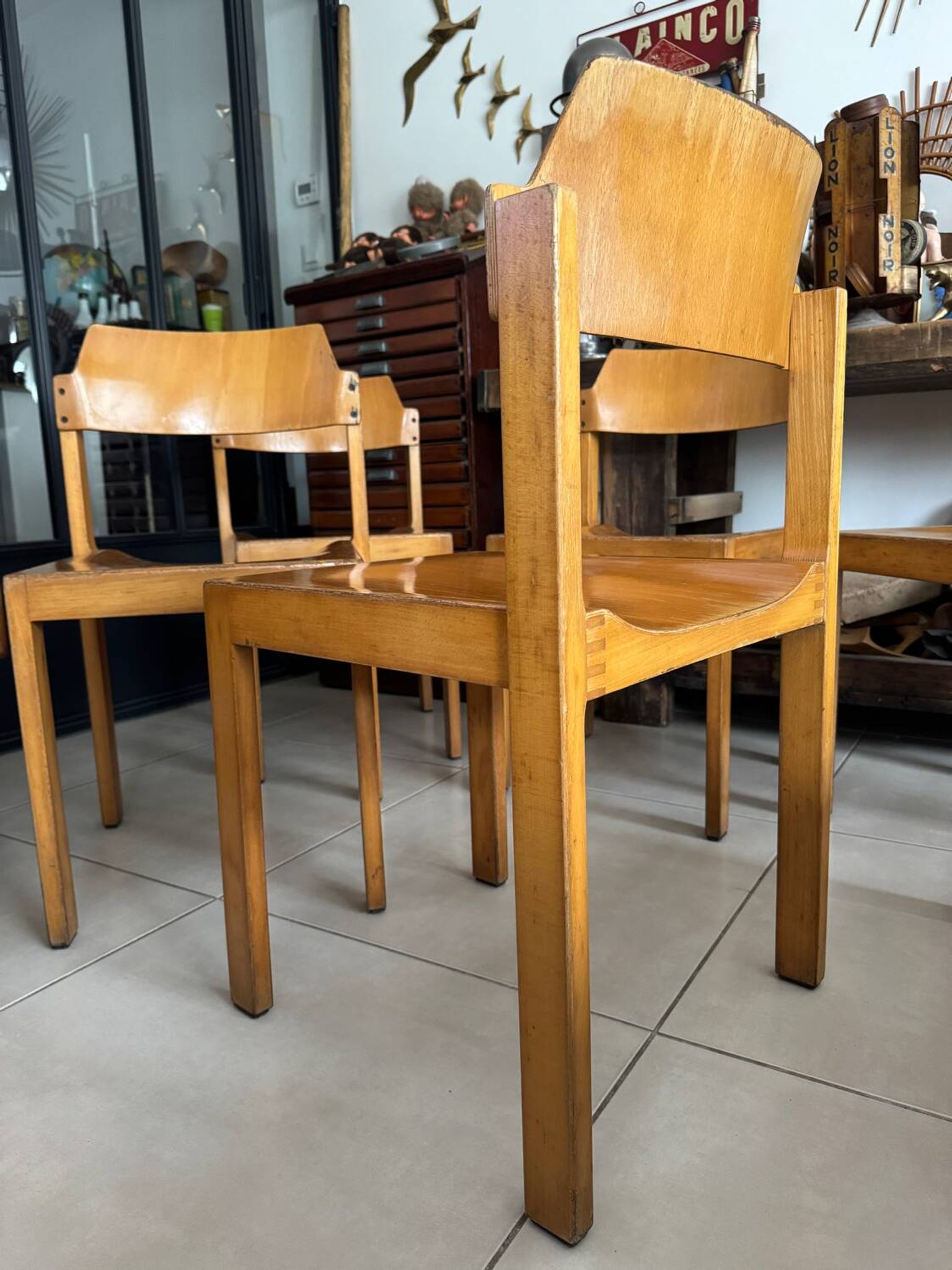 5 chaises empilables vintage — Rainer Schell  Schlapp Möbel 1960s