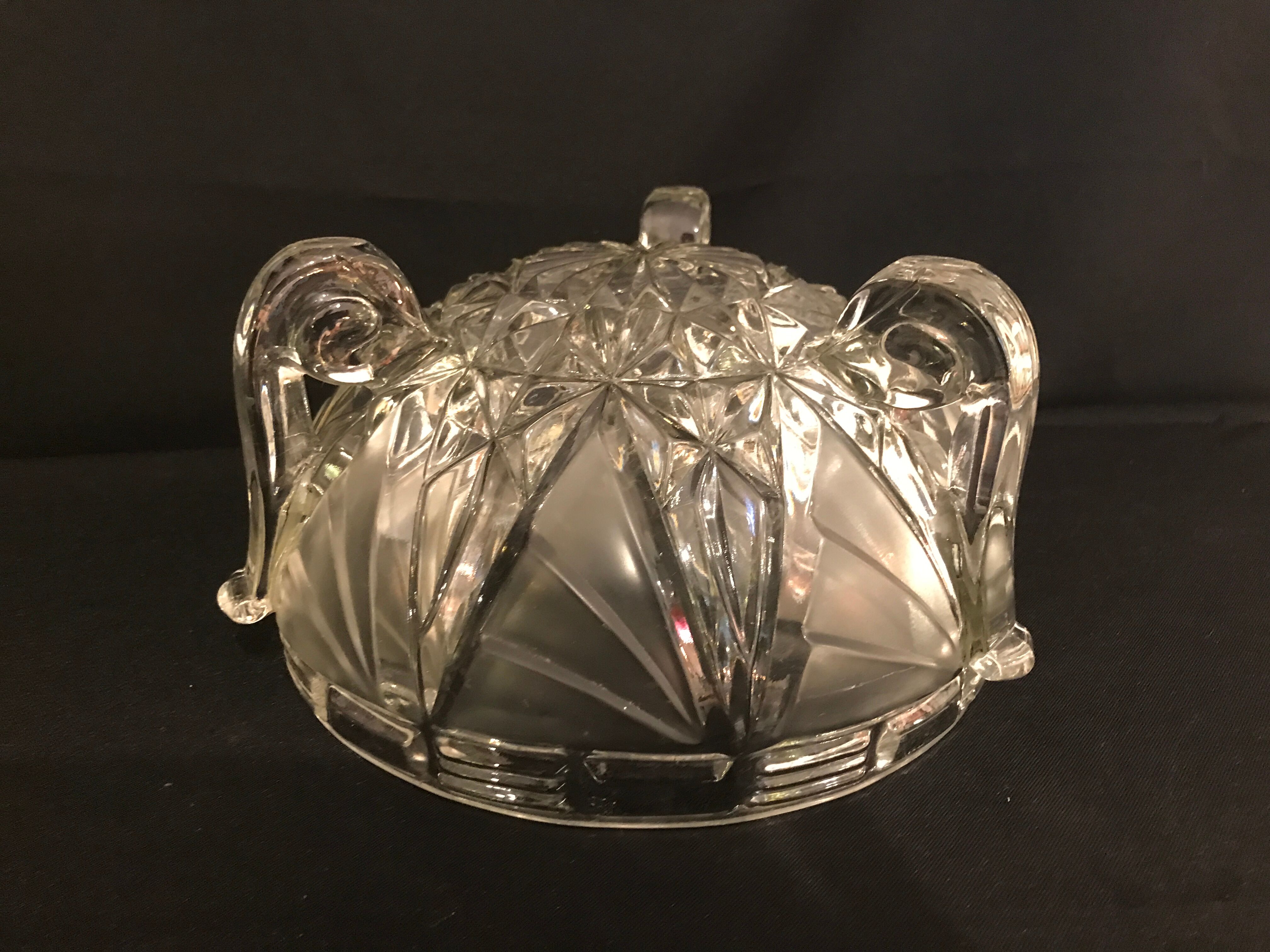 Libochovice Art Deco crystal salad bowl, 1930s, Czechoslovakia
