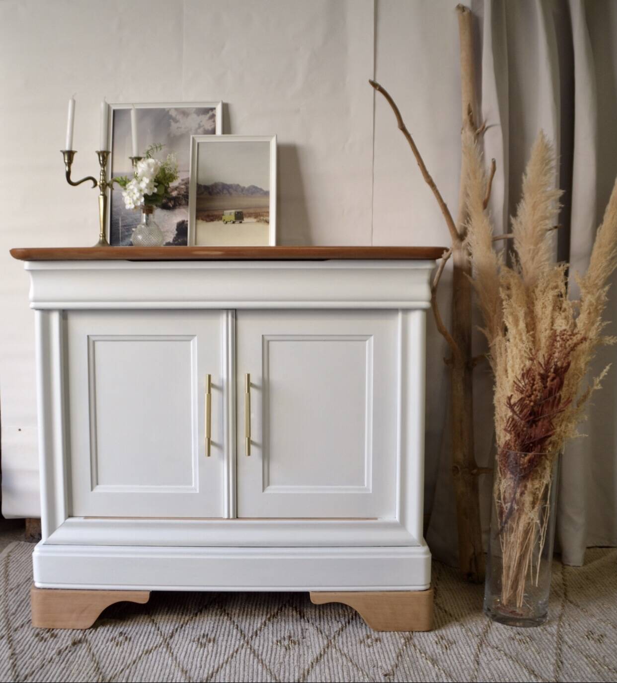 Raw wood and white furniture