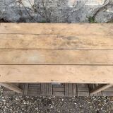 Art Deco farmhouse table in raw wood