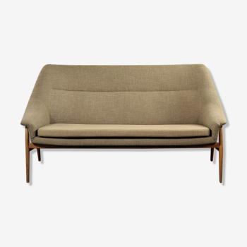 Vintage Mid-Century Scandinavian Modern 2-Seater Brown Fabric Sofa Grace by Ikea, 1961