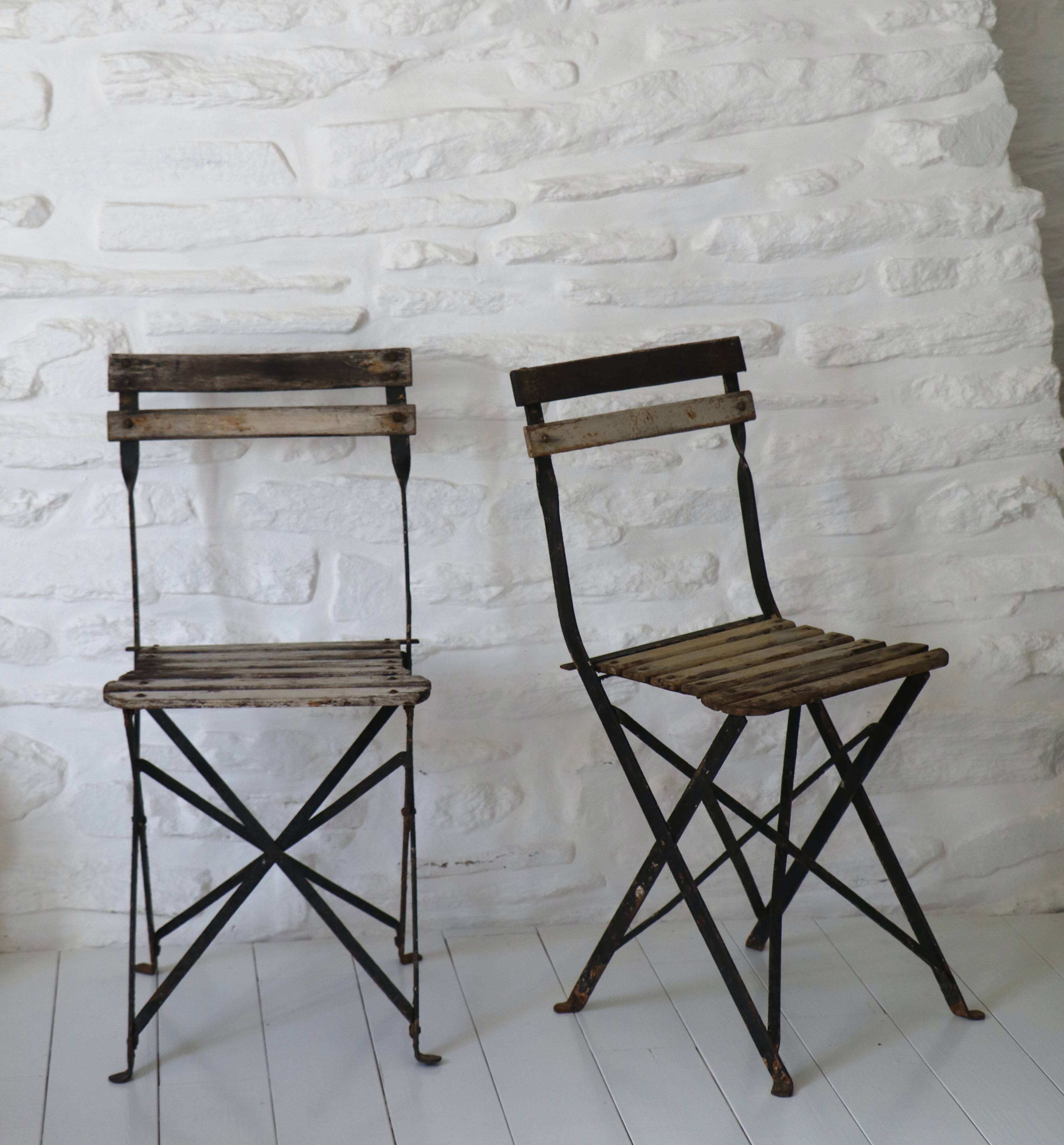 Pair of 20th Century Folding Slatted Garden Chairs
