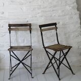 Pair of 20th Century Folding Slatted Garden Chairs