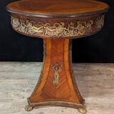 Circular gueridon in marquetry and bronze, Empire style