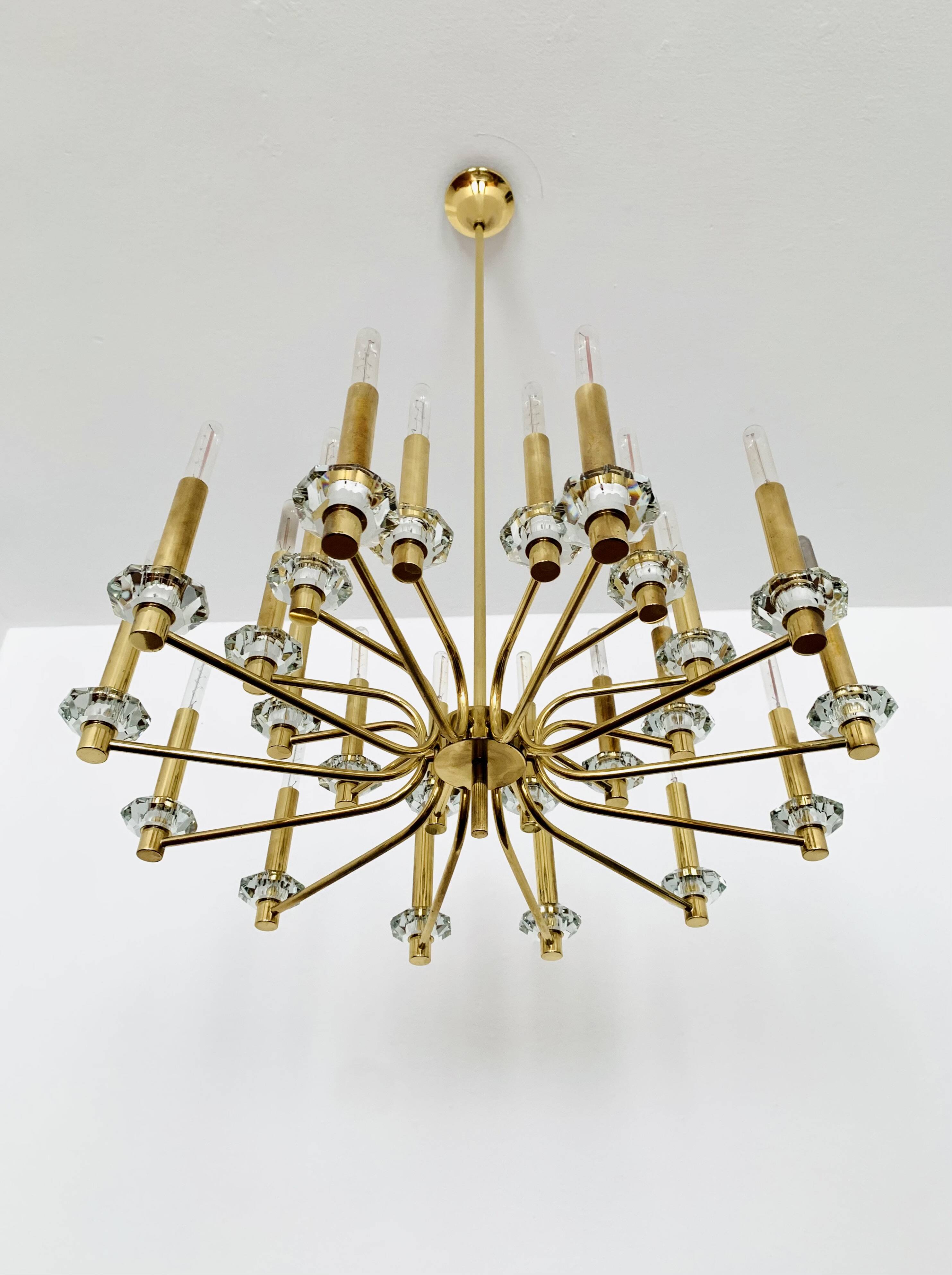 Brass Chandelier by Gaetano Sciolari
