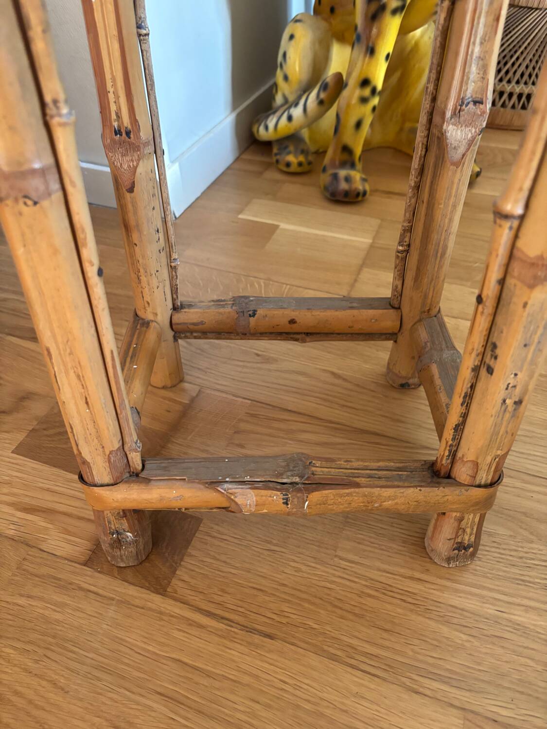 Vintage bamboo and rattan stool