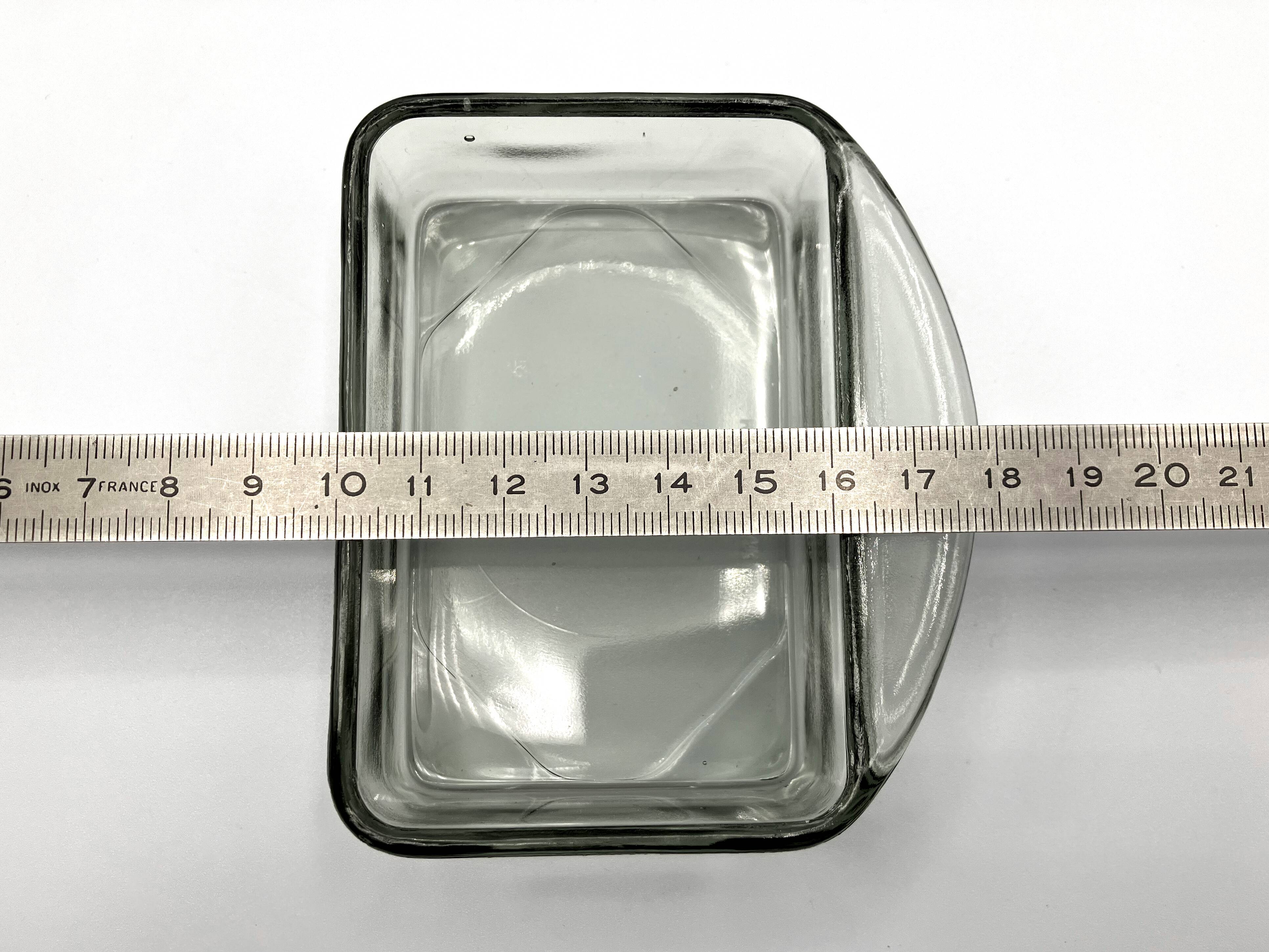 Teak tray and its 4 stackable glass dishes • Denmark • 1960