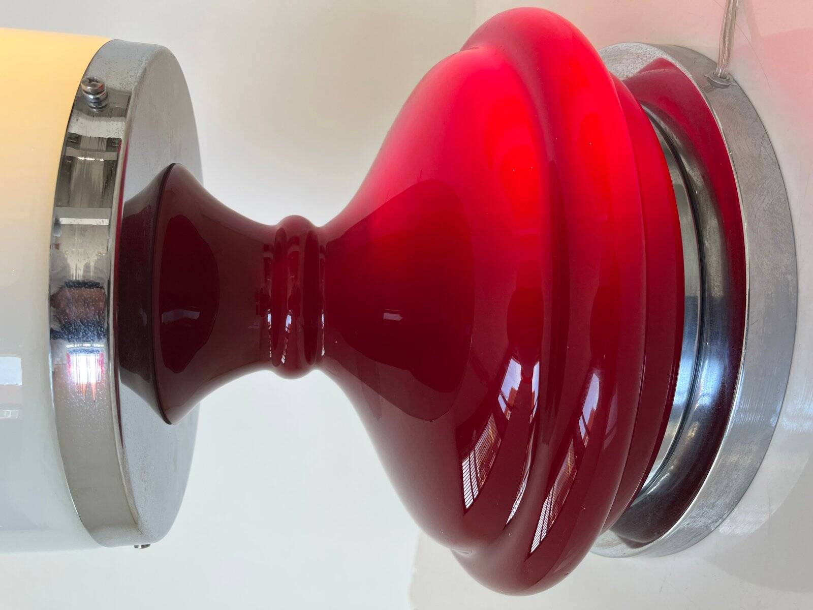 Red plastic table lamp