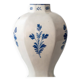 Pair of Royal Delft blue and white ceramic table lamps, 1905, with new pleated silk shades.