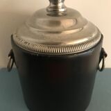 Round black leather ice bucket