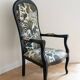 Vintage Napoleon style armchair in plant fabric