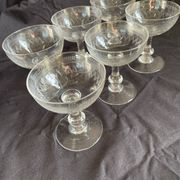6 Art Deco crystal champagne coupes.