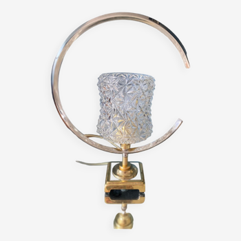 Table lamp glass globe brass and chrome