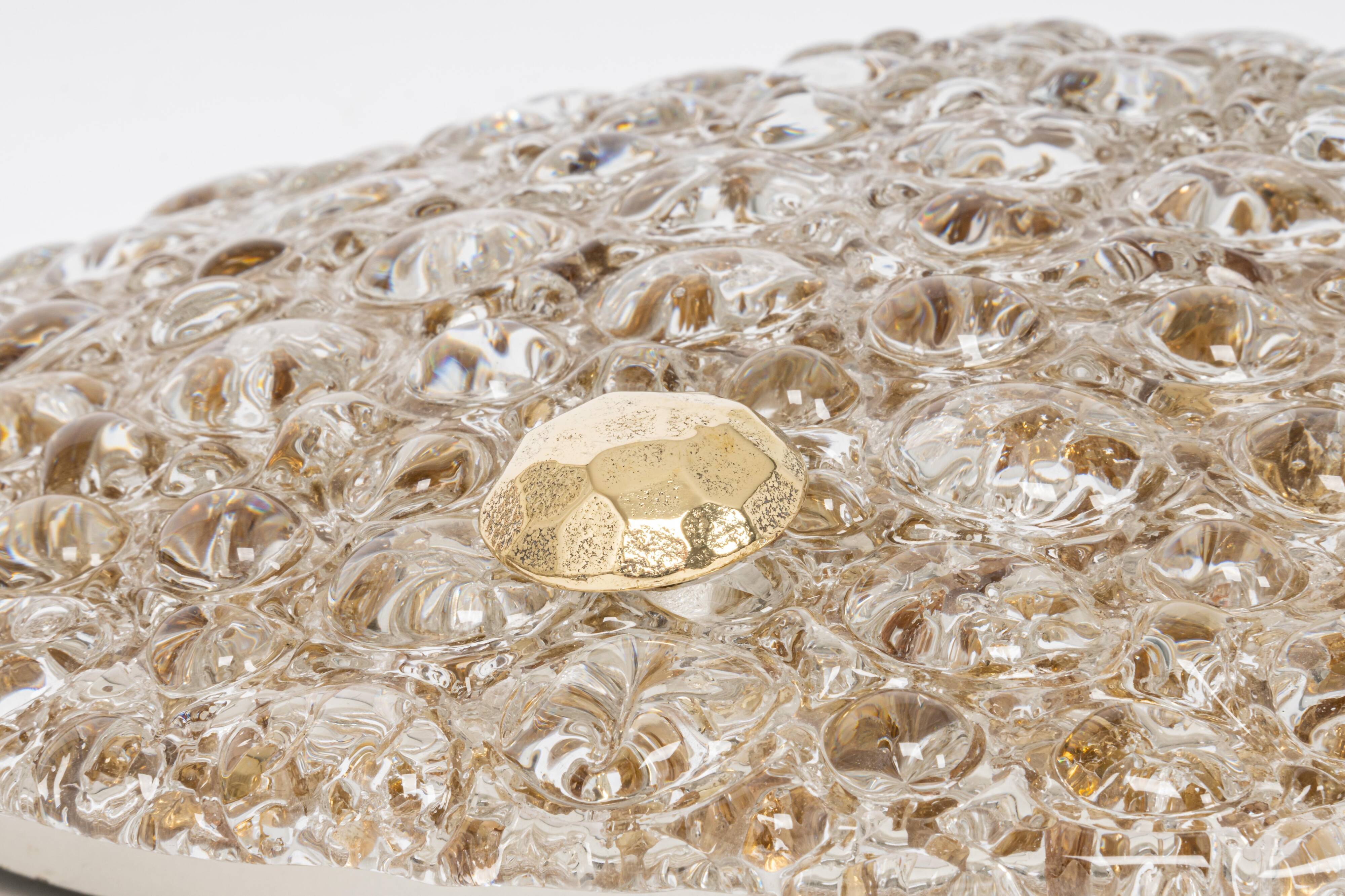 Round bubble ceiling light Murano amber by Hillebrand, Germany, 1970s