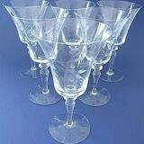 Set of six water glasses in engraved colorless crystal