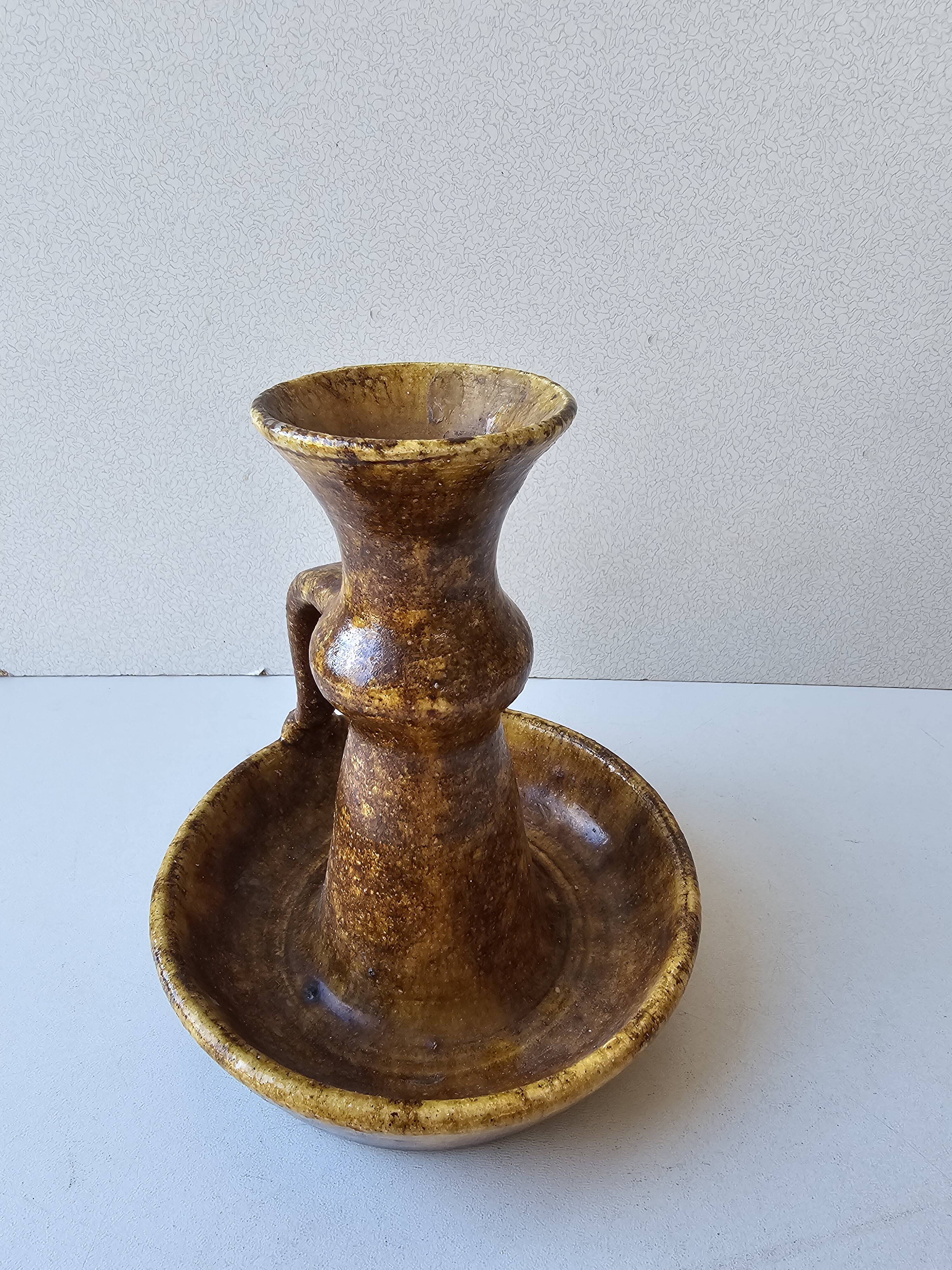 Vintage ceramic candlestick signed Accolay