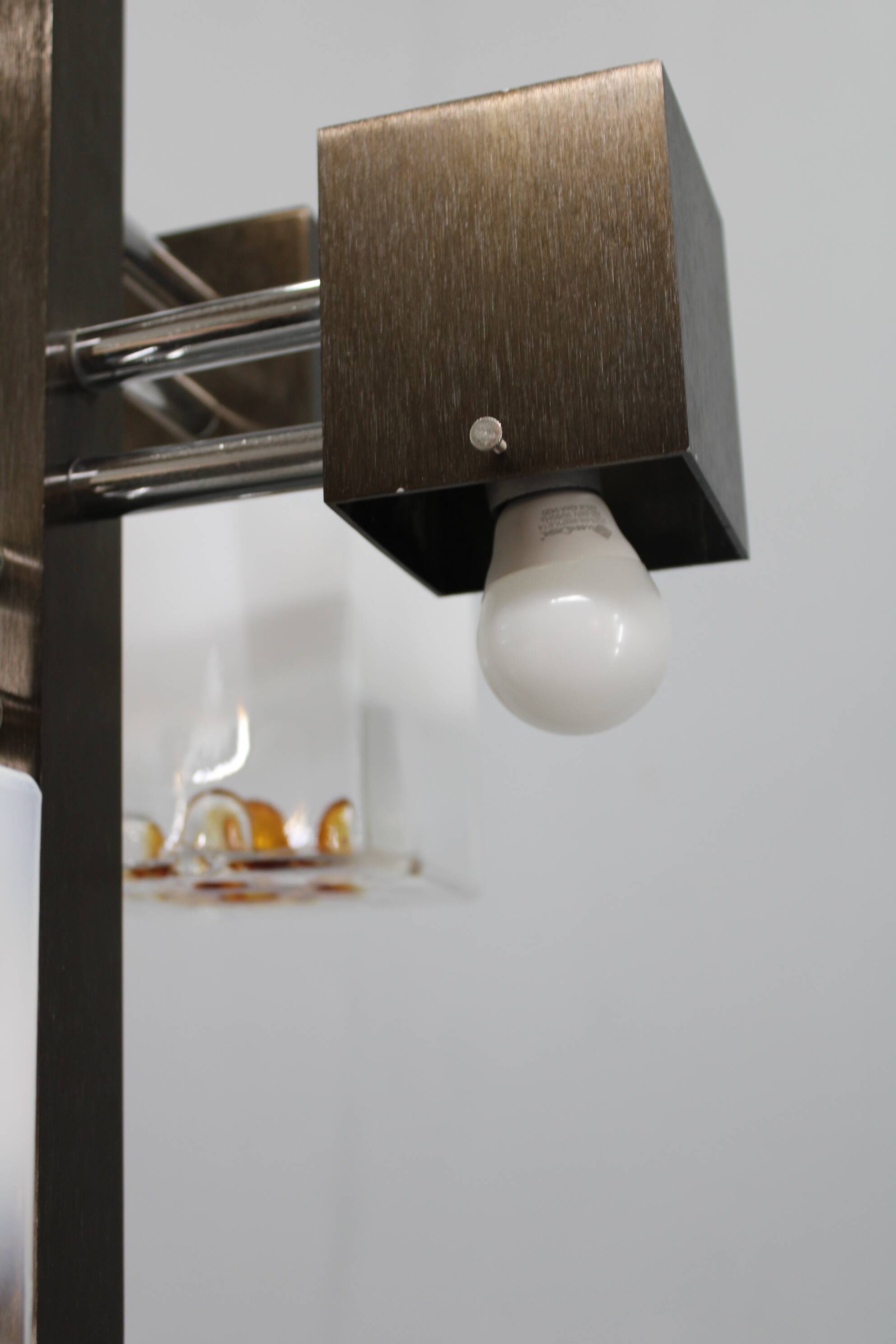 1970s Italian chandelier with Murano glass shades and anodized metal frame